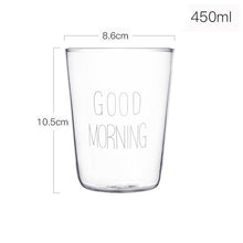 Load image into Gallery viewer, 1 pcs Lovely Glass Breakfast Cup Coffee Tea Milk Yogurt Mug Creative Good Morning Mug Gifts 450ml,Glass coffee mug travel cup